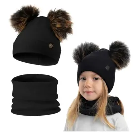 czapka-i-komin-komplet-dzieciecy-dla-dzieci-2-pompony-44-48-cm-czarny-black