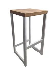 hoker-metalowy-bialy-loft-70cm-siedzisko-drewno-35x35