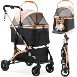 wozek-dla-psa-kota-2w1-skladany-transporter-40kg-gold-amortyzacja-4w1