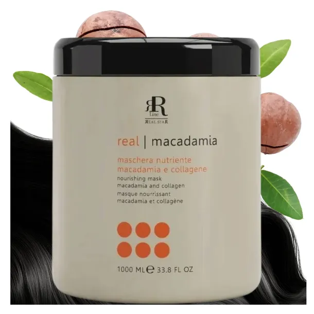 MASKA Do Włosów REAL STAR MACADAMIA Nawilżająca RR LINE Odżywcza1000 ml