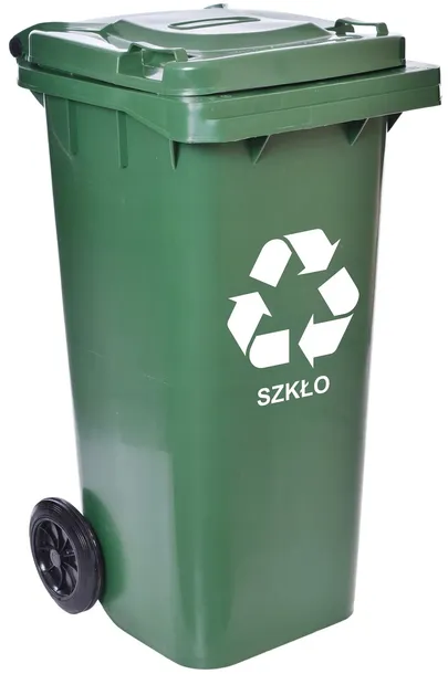 KOSZ NA ŚMIECI ODPADY SZKŁO ŚMIETNIK POJEMNIK KUBEŁ KONTENER ZIELONY 120L