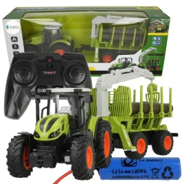 traktor-z-przyczepa-zdalnie-sterowany-pilotem-podnosnik-hds-z-balami-drewna