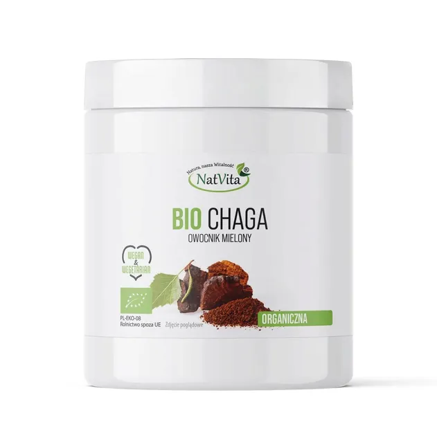 Chaga BIO Grzyb Mielony Błyskoporek Podkorowy Odporność Natura 250g NatVita