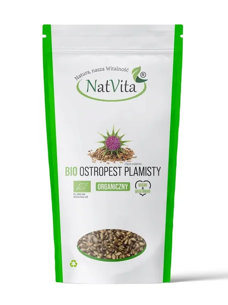 Ostropest Plamisty BIO Wątroba Ziarno Całe Detoks Naturalny 900g NatVita