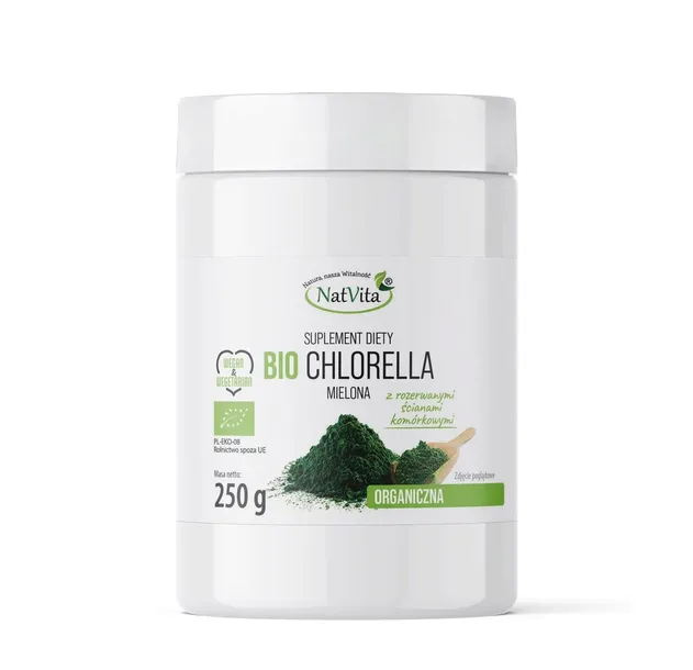 Chlorella Mielona BIO Superfood Ekologiczna Oczyszczenie Jelit 250g NatVita