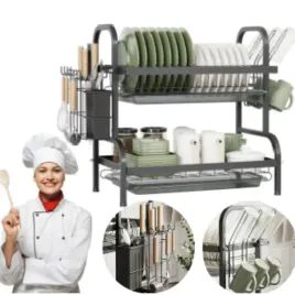 suszarka-do-naczyn-dwupoziomowa-stojaca-czarna-nierdzewna-metalowa-ociekacz