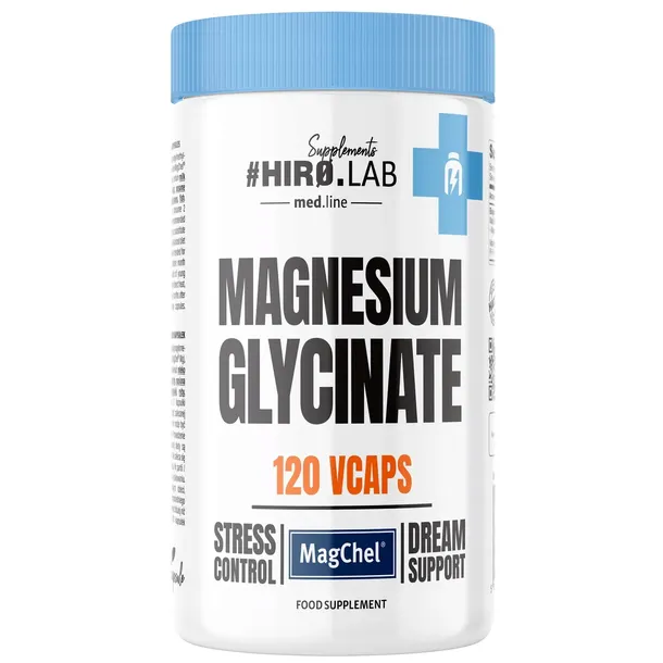 Glicynian Magnezu Hiro Lab Magnez chelat Magnesium Glycinate 120 kaps.