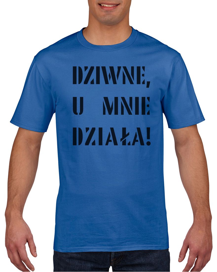 Koszulka Męska Dziwne U Mnie Działa Xxl Niebieski Erlipl 1129