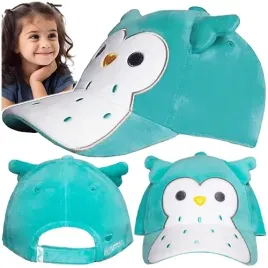 czapka-z-daszkiem-squishmallows-regulowana-pluszowa-turkusowa-sowa-winston