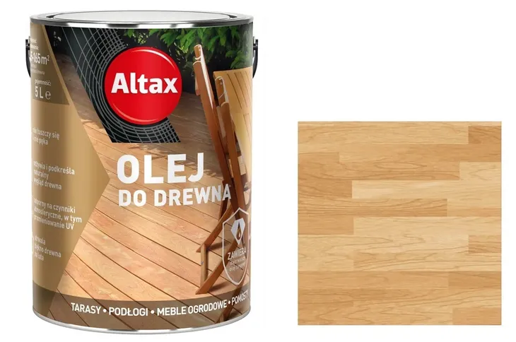 ALTAX OLEJ DO DREWNA TARASÓW PODŁÓG MEBLI OGRODOWYCH POMOSTÓW 5L BEZBARWNY
