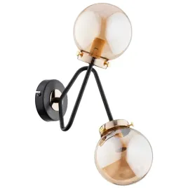 kinkiet-scienny-podwojny-czarny-zloty-szklane-bursztynowe-kule-alfa