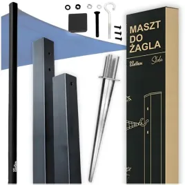 maszt-slup-do-zagla-ogrodowego-240cm-grafit-regulacja-wysokosc-kotwa-zestaw