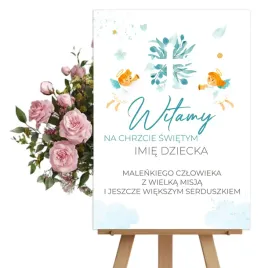 tablica-powitalna-na-chrzest-swiety-malenki-czlowiek-z-wielka-misja-50x70