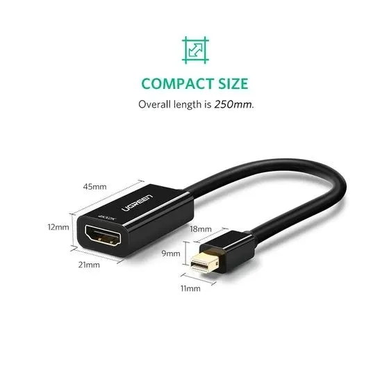 adapter-ugreen-mini-displayport-hdmi-4k-czarny-stan-nowy-waga-z-opakowaniem-0-033-kg