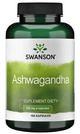 ASHWAGANDHA spokój relaks lepszy sen Swanson Ashwagandha 450mg 100 kaps.
