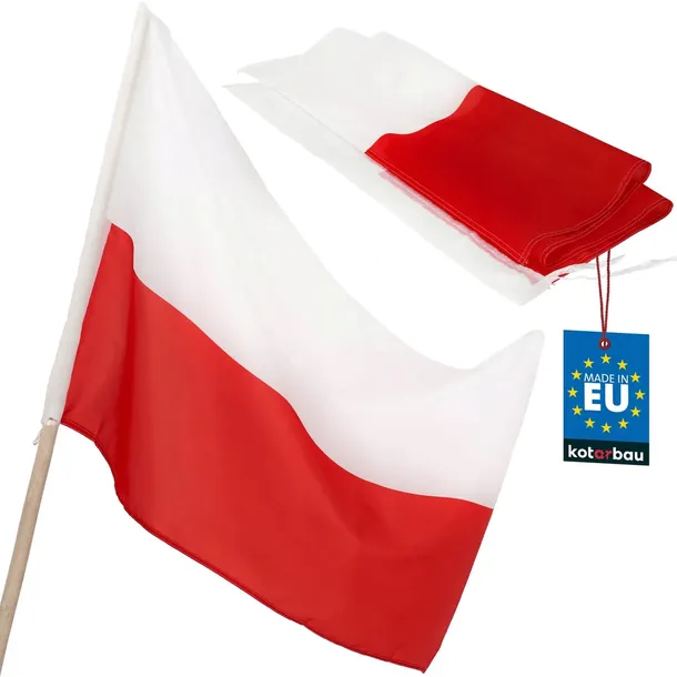 FLAGA POLSKI BIAŁO-CZERWONA MASZTOWA NA MASZT DRZEWIEC KIJ TRZONEK 110X70CM