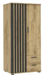 szafa-dwudrzwiowa-sypialnia-salon-loft-2-szuflady-polki-drazek-z-lamelami