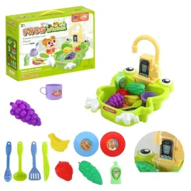 kuchnia-zlew-zlewozmywak-dla-dzieci-kran-z-woda-naczynia-owoce-zabka-zaba