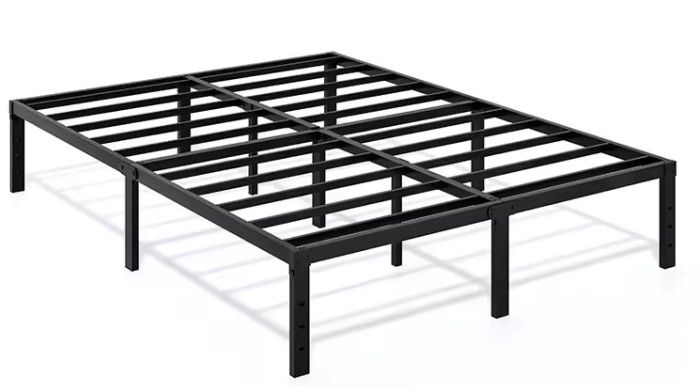 ŁÓŻKO CZARNE METALOWE ZE STELAŻEM PŁASKIE 140x200 PODWÓJNE