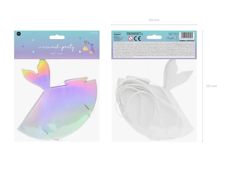 czapeczki-18cm-syrenka-opalizujace-1-op-6-szt-urodziny-roczek-waga-z-opakowaniem-0-2-kg-marka-party-deco