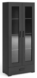 witryna-wysoka-fabio-80-cm-czarna-z-polkami-szuflada-i-przeszkleniem