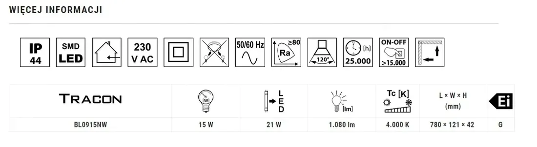 tracon-oprawa-lazienkowa-led-15w-4000k-bl0915nw-stan-nowy