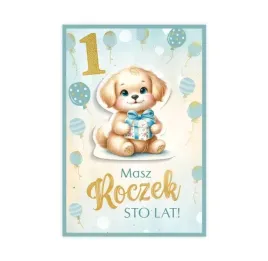 kartka-okolicznosciowa-roczek-piesek-z-prezentem-1-urodziny-zyczenia