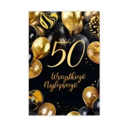 kartka-okolicznosciowa-40-urodziny-balony-czarno-zlota-zyczenia