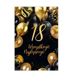 kartka-okolicznosciowa-18-urodziny-balony-czarno-zlota-zyczenia