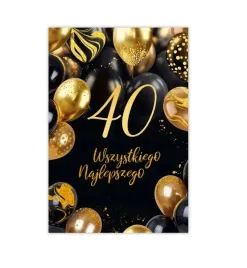 kartka-okolicznosciowa-40-urodziny-balony-czarno-zlota-zyczenia
