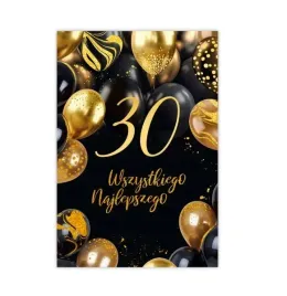 kartka-okolicznosciowa-30-urodziny-balony-czarno-zlota-zyczenia