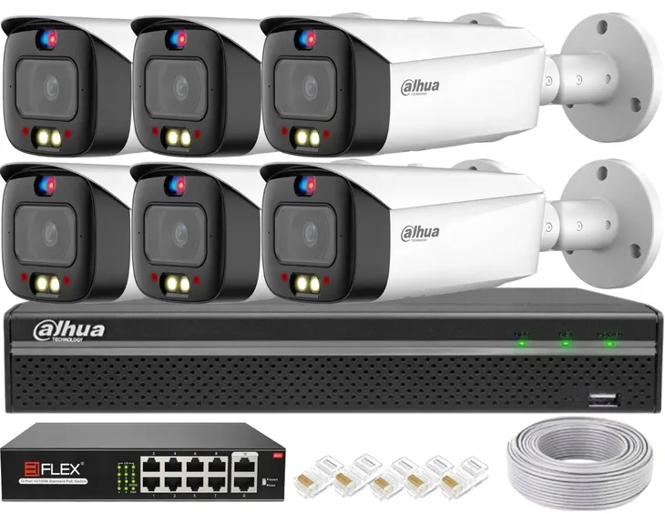 Zestaw Monitoringu DAHUA 6x Kamera IP 5Mpx IPC-HFW3549T1-AS-PV-S5 TiOC PoE