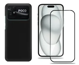 etui-do-xiaomi-poco-c40-matowy-case-czarny-zestaw-szklo-hartowane-9h-styl