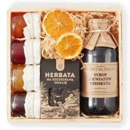elegancki-kosz-prezentowy-herbata-konfitury-syrop-z-hibiskusem-do-herbaty