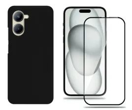 etui-do-realme-c33-matowy-case-czarny-zestaw-szklo-hartowane-9h-ochronne