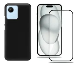 etui-do-realme-c30-matowy-case-czarny-zestaw-szklo-hartowane-9h-ochronne