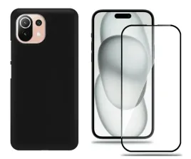 etui-do-xiaomi-mi-11-lite-5g-matowy-case-czarny-zestaw-szklo-hartowane-9h