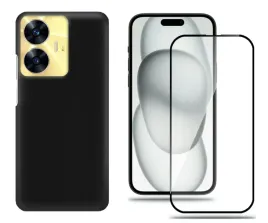 etui-do-realme-c55-matowy-case-czarny-zestaw-szklo-hartowane-9h-ochronne