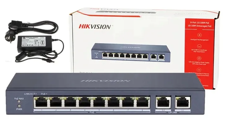 switch-poe-hikvision-8x-poe-2x-lan-100mps-do-kamer-stan-nowy