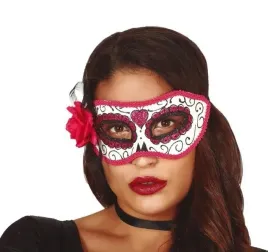 maska-rozowa-day-of-the-dead-los-muertos-dia-muertos-maska-karnawalowa