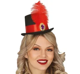 czarno-czerwony-kapelusik-z-piorkiem-retro-impreza-bal-karnawal