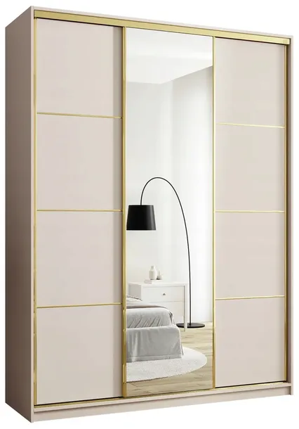 Szafa przesuwna z lustrem 180 cm GOLD NEW MAX wysoka szafa do sypialni
