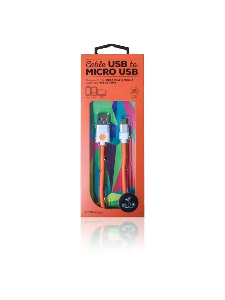 kabel-usb-do-micro-usb-origami-2m-pomaranczowy-stan-nowy