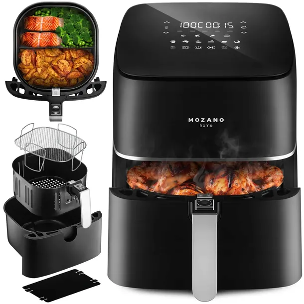 FRYTKOWNICA BEZTŁUSZCZOWA FRYTOWNICA AIR FRYER MOCNA 1700W AKCESORIA XXL 8L