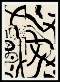 plakat-na-sciane-do-salonu-abstrakcja-czarne-linie-w-stylu-doodle-70x50cm