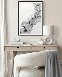 plakat-na-sciane-do-salonu-abstrakcyjne-rysunkowe-liscie-modern-70x50cm