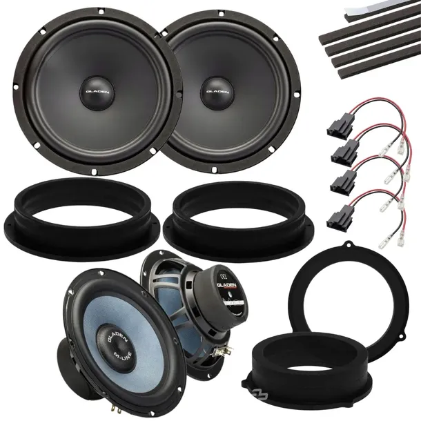Głośniki GLADEN przód 20cm tył 16,5cm Audi A4 A5 A6 Q3 Q5 A7 Plug&Play
