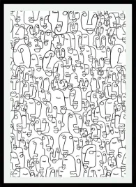 plakat-na-sciane-do-salonu-rysunkowe-twarze-w-stylu-doodle-modern-70x50cm