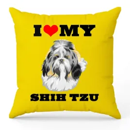 poduszka-zolta-i-love-my-shih-tzu-dla-milosnika-psow-prezent-upominek-40x40