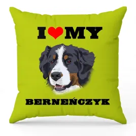 poduszka-zielona-i-love-my-bernenczyk-dla-milosnika-psow-prezent-upominek